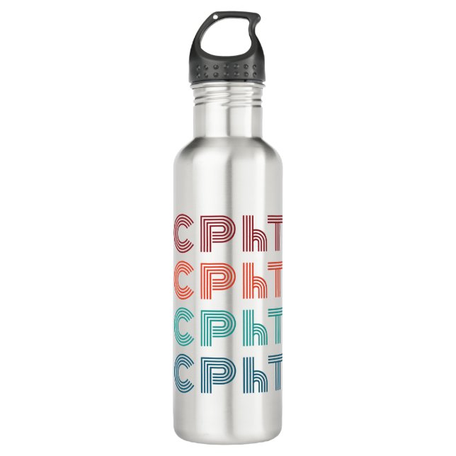 CPhT Certified Pharmacy Technician Pharma Tech Stainless Steel Water Bottle (Front)