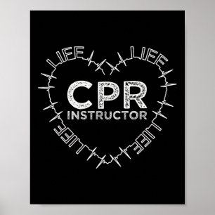 Cpr Instructor Saves Life Heart Beat Symbol Gift  Poster