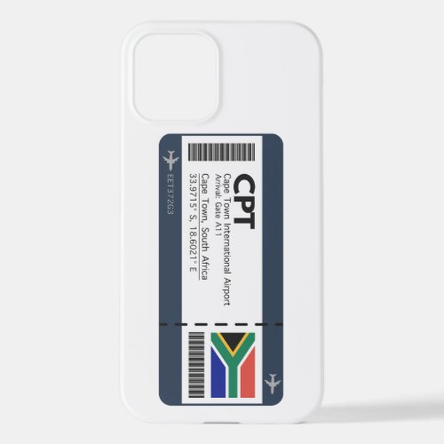 CPT Cape Town Boarding Pass _ South Africa iPhone 12 Case