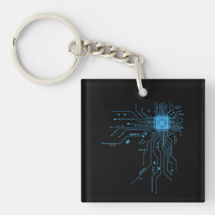 CPU Chip Circuit PCB Design Tech Lovers Computer  Keychain