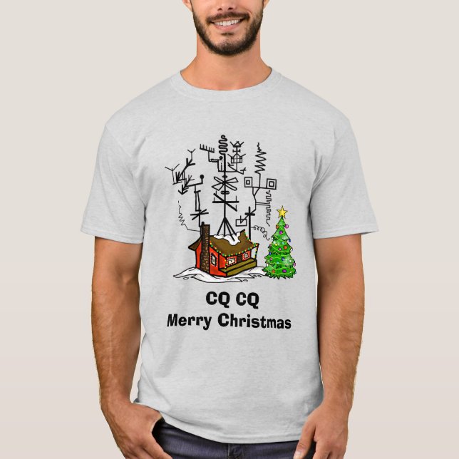 CQ CQ  Merry Christmas Ham Radio T-Shirt (Front)