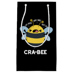 Cra-bee Funny Crabby Bee Pun Dark BG Small Gift Bag