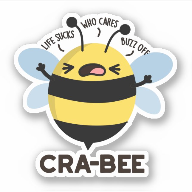 Cra-bee Funny Crabby Bee Pun  Sticker (Front)