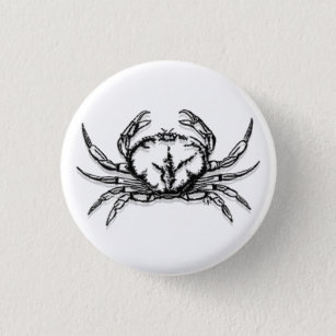 Crab 3D white Button