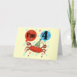 Crab 4th Birthday Tshirts and Gifts Card