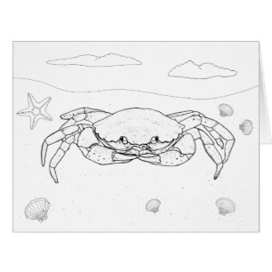 Crab Adult Coloring Big Card