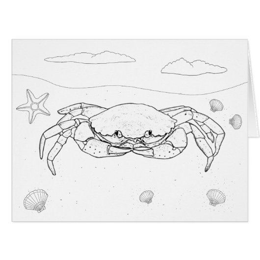 Crab Adult Coloring Big Card (Front Horizontal)