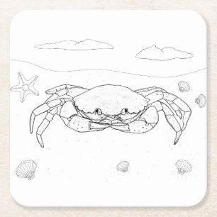 Crab Adult Coloring Paper Coaster
