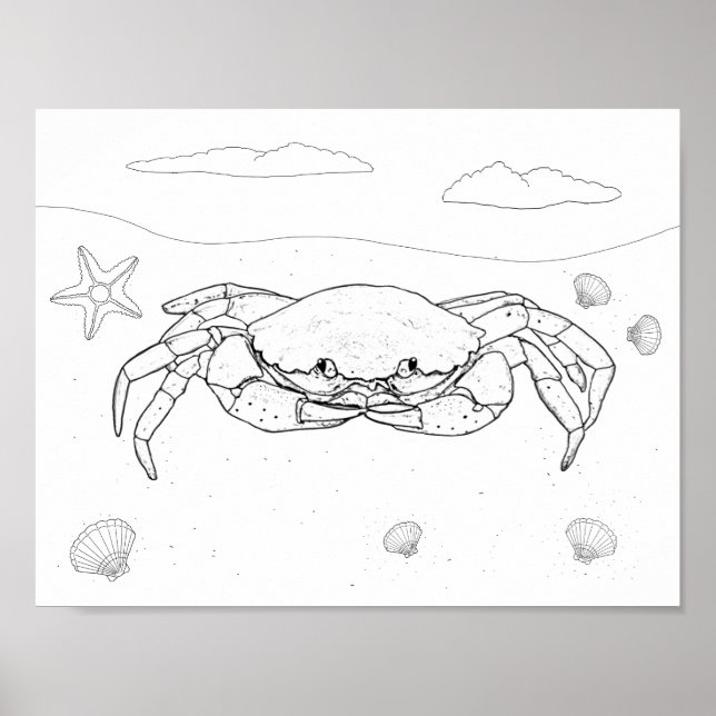 Crab Adult Coloring Poster (Front)