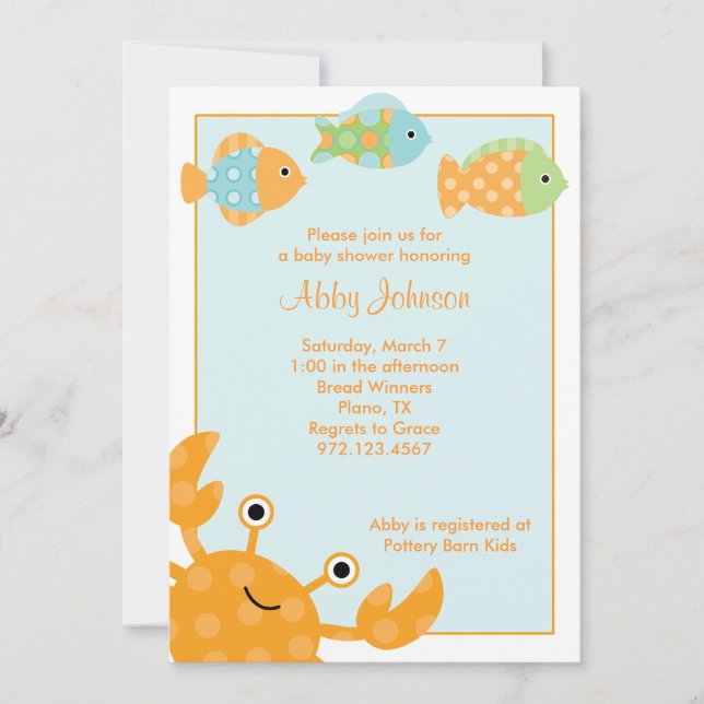 Crab and Fish Invitations (Front)