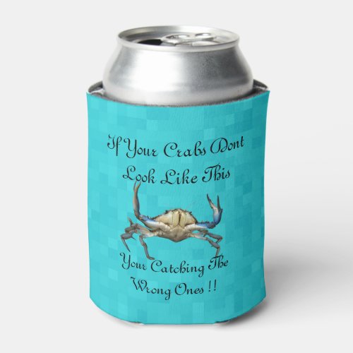 Crab And Funny Catching Crabs Logo Can Cooler