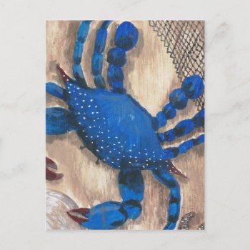 Crab And Net Postcard by Eclectic_Ramblings at Zazzle