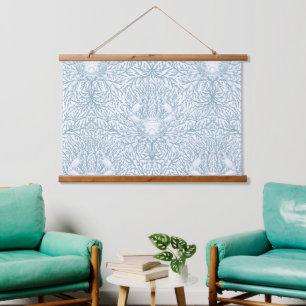 Crab and sea weed, coastal summer in white and lig hanging tapestry