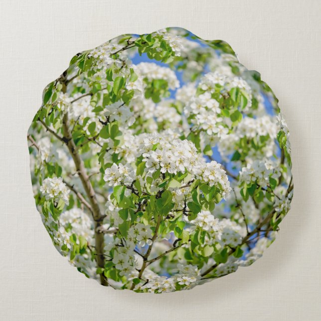 Crab apple blossom round pillow (Back)