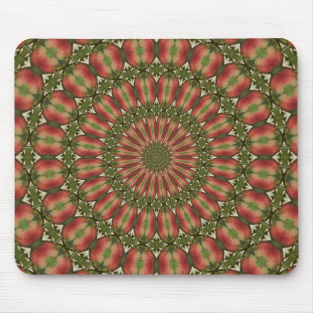crab apple kaleidoscope red, green abstract mouse pad (Front)