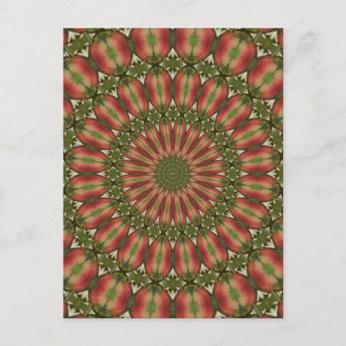 crab apple kaleidoscope red green abstract postcard