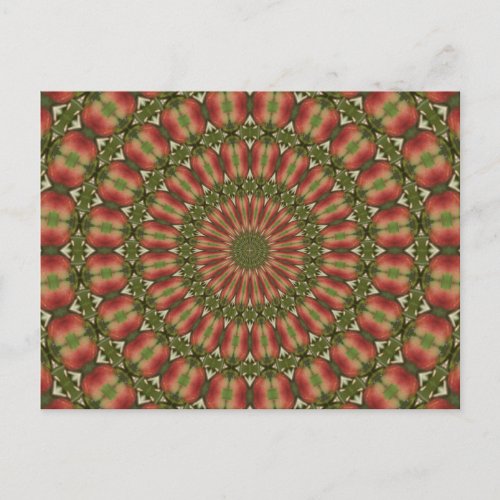 crab apple kaleidoscope red green abstract postcard