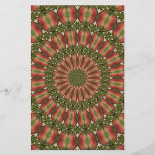 crab apple kaleidoscope red green abstract stationery