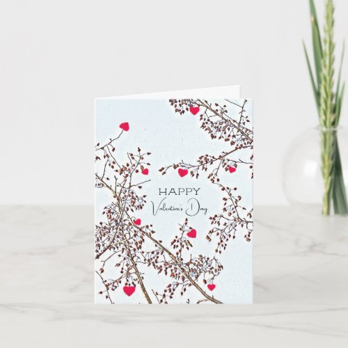 Crab Apple tree hearts Valentines greeting Card