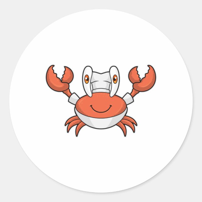Crab as Cook with Cooking hat Classic Round Sticker (Front)