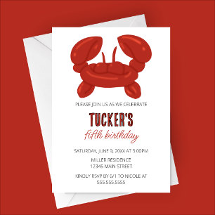 Crab Balloon Animal Birthday Party Invitation