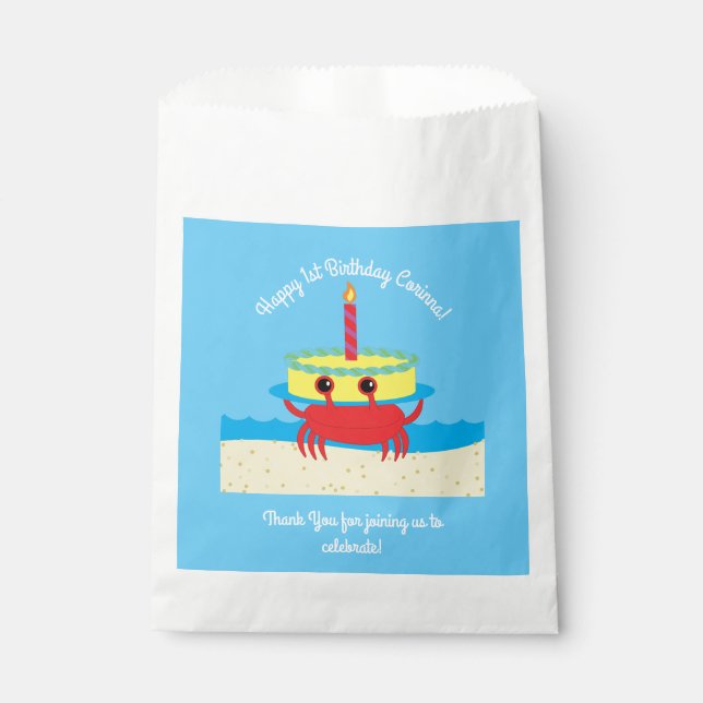 Crab Beach Birthday Party Favor Bag (Front)