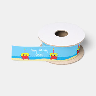 Crab Beach Birthday Party Satin Ribbon