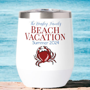 Crab Beach Cruise Reunion Vacation Custom Thermal Wine Tumbler