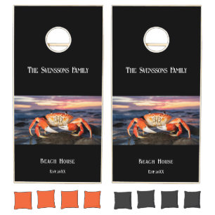 Crab Beach House Family Name Year Established Cornhole Set
