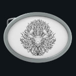 Crab Belt Buckle<br><div class="desc">Black and white drawing of a crab on a seeweed</div>