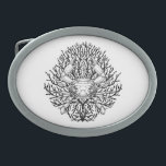 Crab Belt Buckle<br><div class="desc">Black and white drawing of a crab on a seeweed</div>