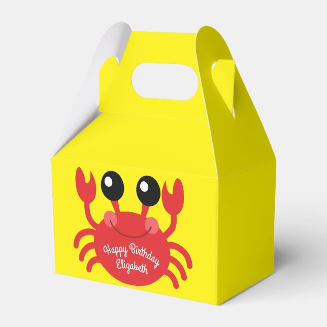 Crab Birthday Party Beach Favor Boxes (Back Side)