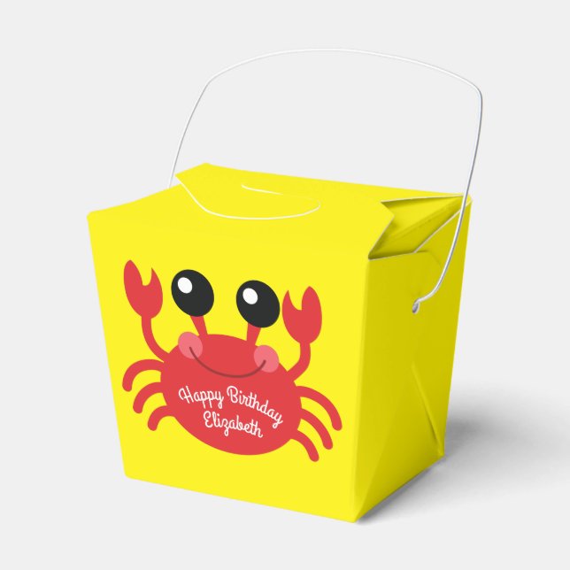 Crab Birthday Party Beach Favor Boxes (Front Side)