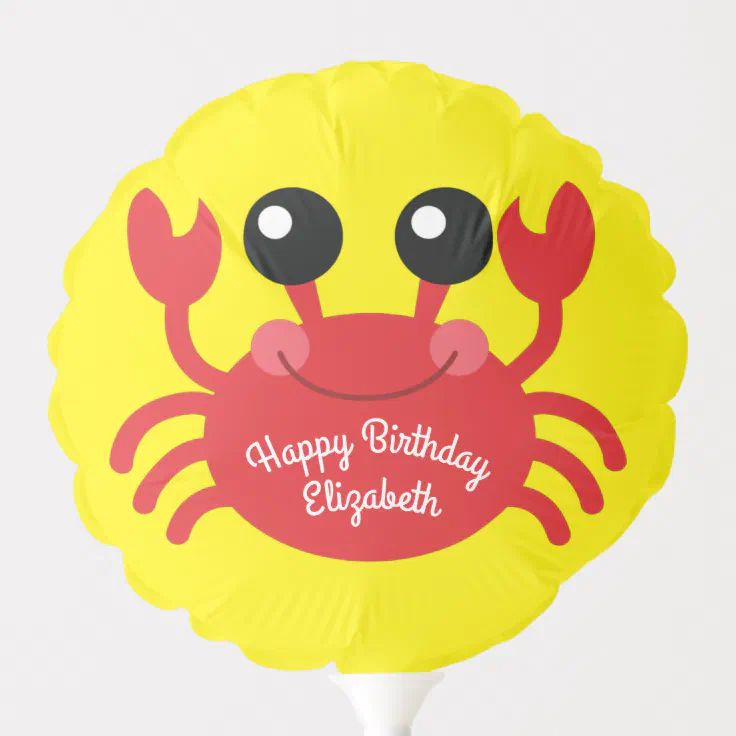 Crab Birthday Party Cute Cartoon Kids Balloon | Zazzle