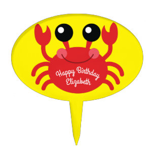 Crab Birthday Party Cute Cartoon Kids Cake Topper