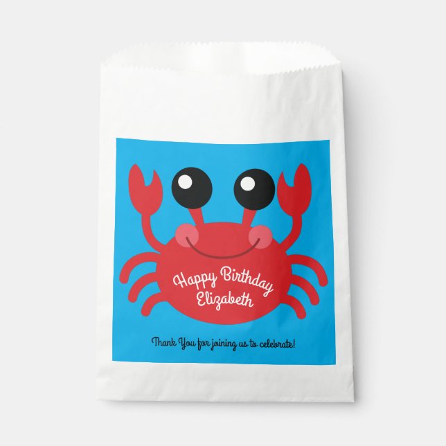 Crab Birthday Party Cute Cartoon Kids Favor Bag (Front)