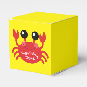 Crab Birthday Party Cute Cartoon Kids Favor Boxes