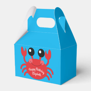 Crab Birthday Party Cute Cartoon Kids Favor Boxes