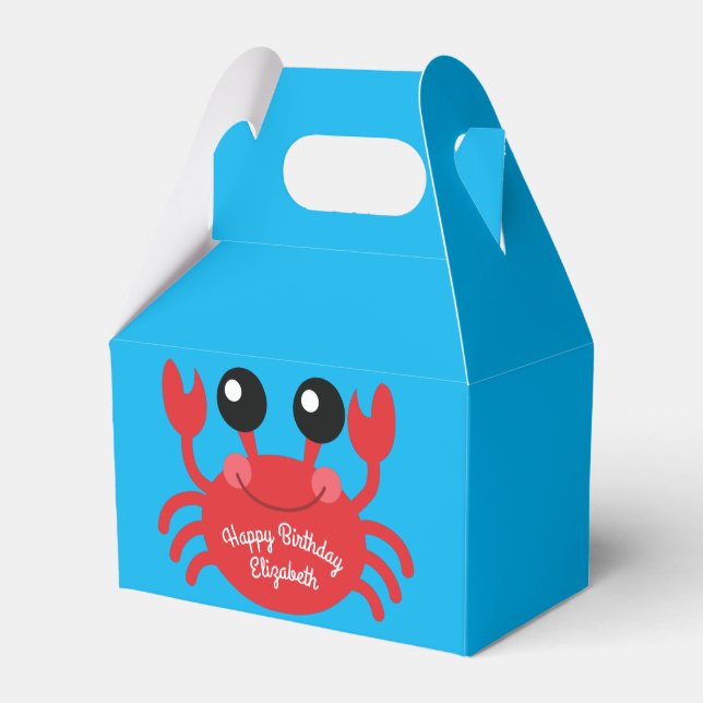 Crab Birthday Party Cute Cartoon Kids Favor Boxes (Back Side)