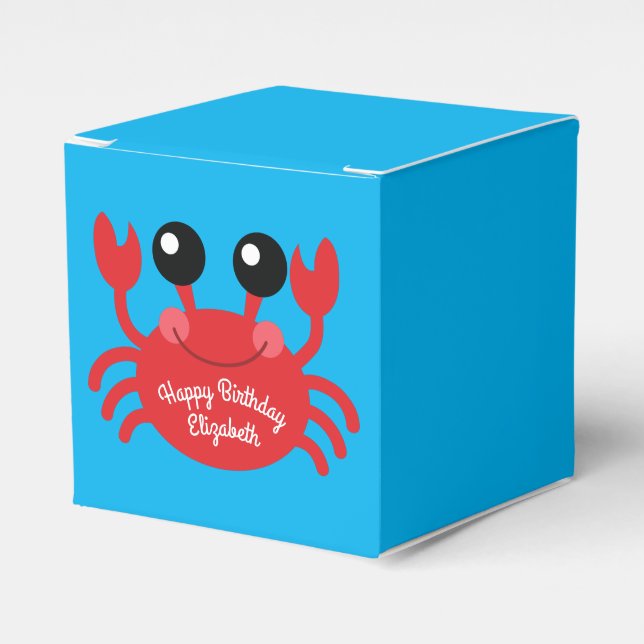 Crab Birthday Party Cute Cartoon Kids Favor Boxes (Front Side)