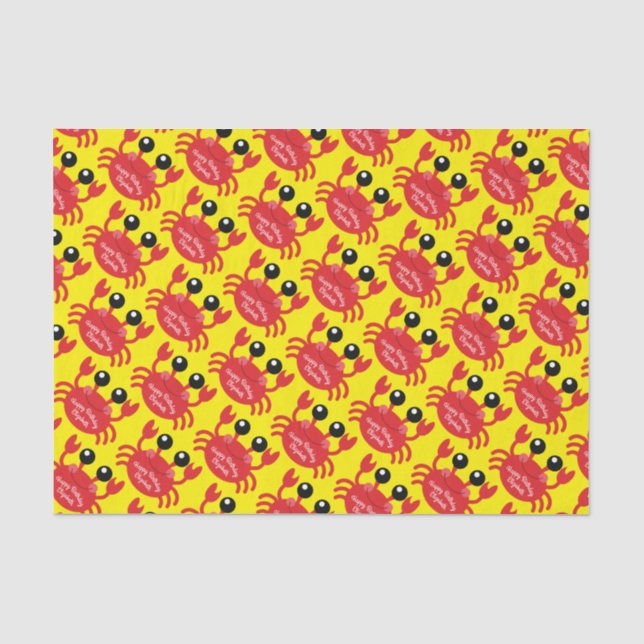 Crab Birthday Party Cute Cartoon Kids Tissue Paper (Front)