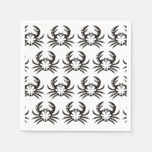 Crab Black Napkins