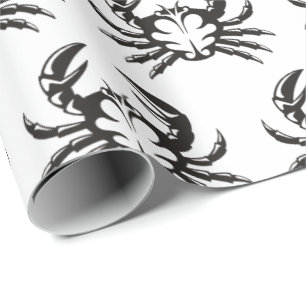 Crab Black Wrapping Paper