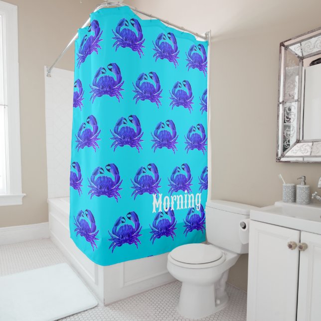 Crab Blue Purple Personal Shower Curtain (In Situ)