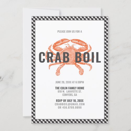 Crab Boil Dinner Party  Invitation