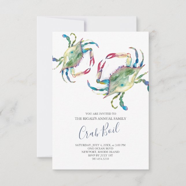Crab Boil Family Summer Party Small Invitation (Front)