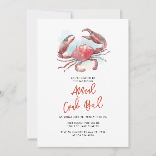 Crab Boil Family Summer Seafood Party Invitation