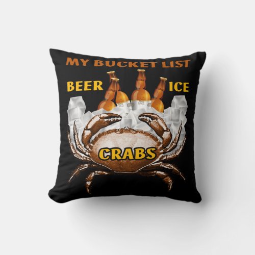 Crab Boil Gift Seafood Bucket List Beer Ice Crabs Throw Pillow