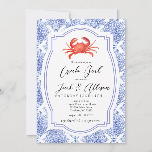 Crab Boil Invitation, Crab Bake Shower invite (Front)