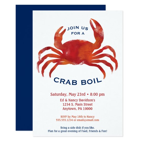 Crab Boil Invitation Low Country Seafood Dinner